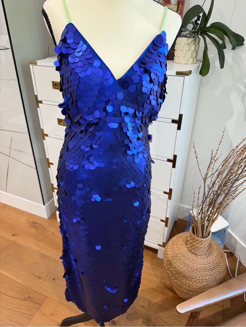 Topshop Cobalt Blue Sequin Slip Midi Dress